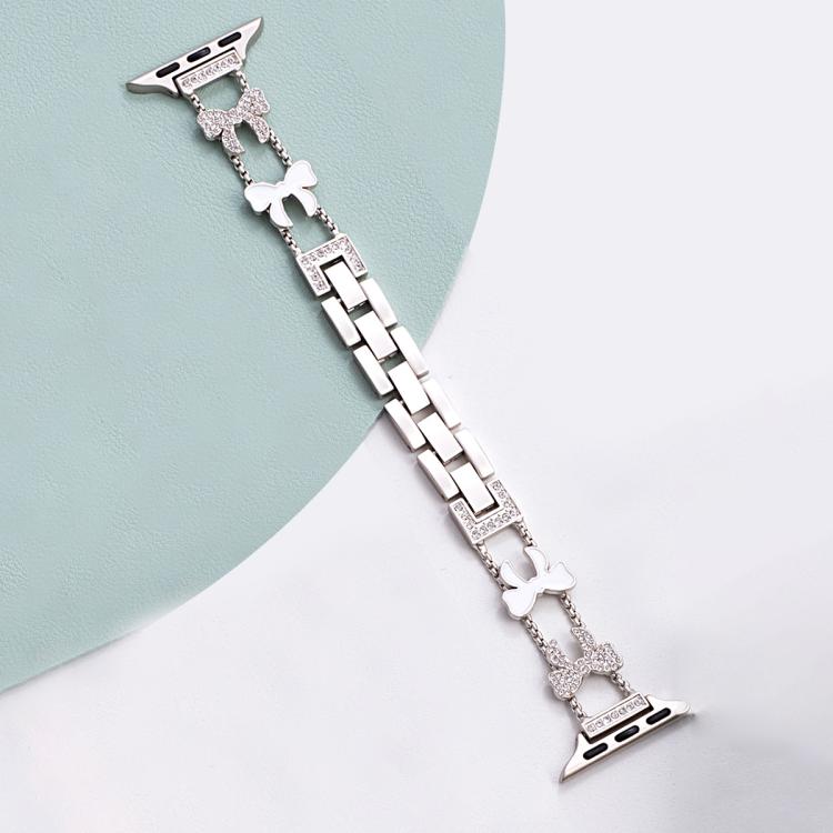 For Apple Watch 38 / 40 / 41 / S11 42mm xDfind Bowknot Chain Bracelet Diamond Metal Watch Band