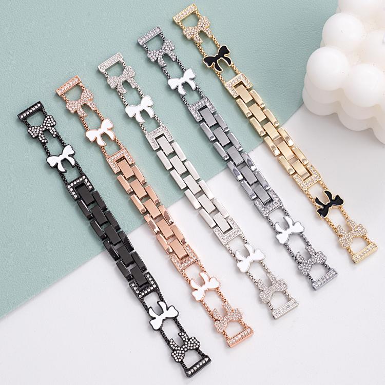 For Apple Watch 38 / 40 / 41 / S11 42mm xDfind Bowknot Chain Bracelet Diamond Metal Watch Band