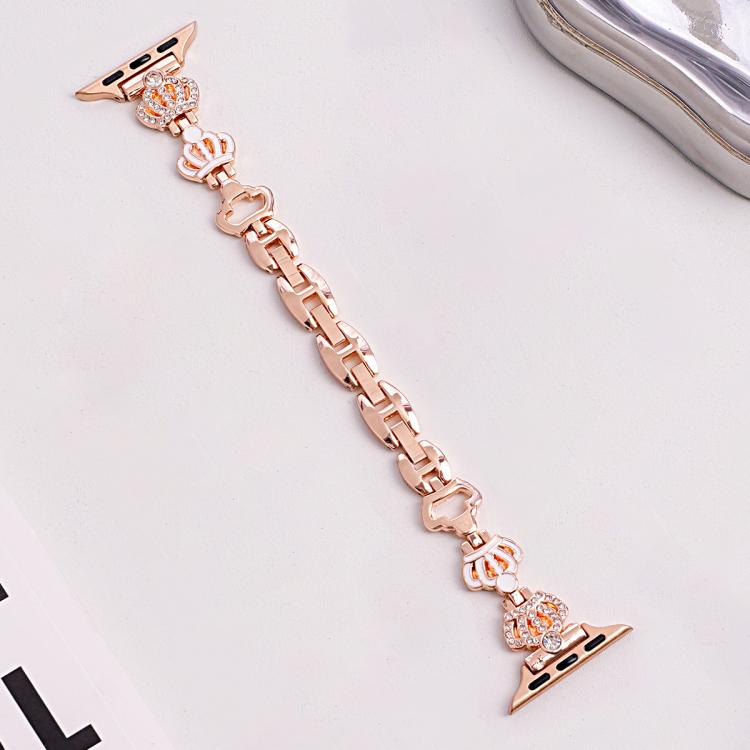 For Apple Watch 42 / 44 / 45 / 46 / 49mm xDfind Crown Chain Bracelet Diamond Metal Watch Band