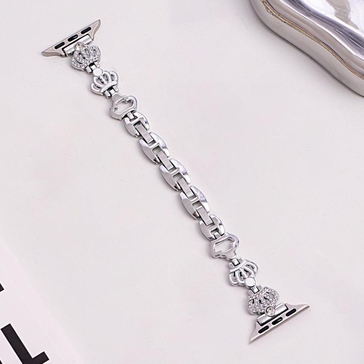 For Apple Watch 42 / 44 / 45 / 46 / 49mm xDfind Crown Chain Bracelet Diamond Metal Watch Band