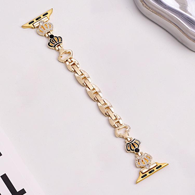 For Apple Watch 38 / 40 / 41 / S11 42mm xDfind Crown Chain Bracelet Diamond Metal Watch Band