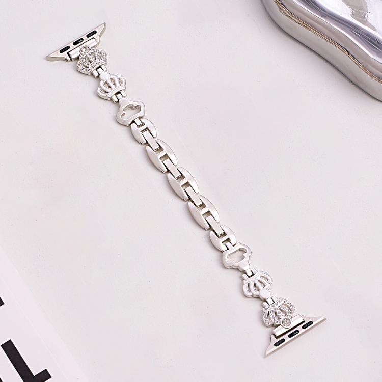 For Apple Watch 38 / 40 / 41 / S11 42mm xDfind Crown Chain Bracelet Diamond Metal Watch Band