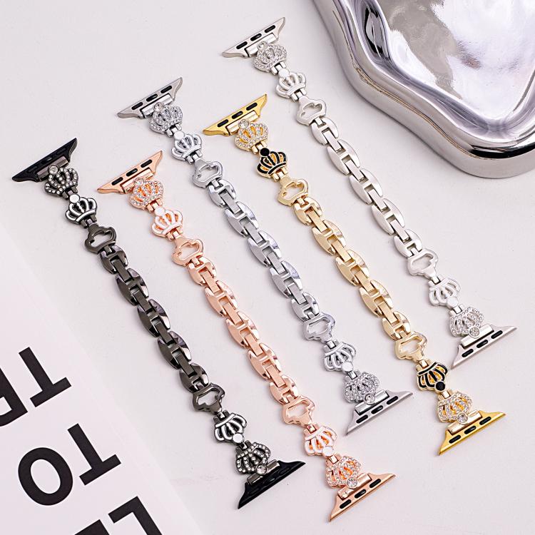 For Apple Watch 38 / 40 / 41 / S11 42mm xDfind Crown Chain Bracelet Diamond Metal Watch Band