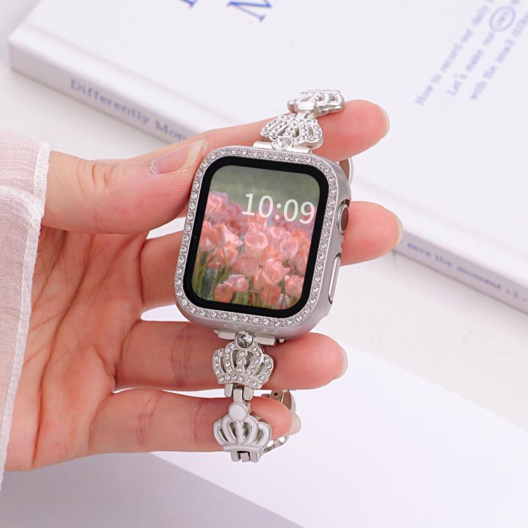For Apple Watch 38 / 40 / 41 / S11 42mm xDfind Crown Chain Bracelet Diamond Metal Watch Band