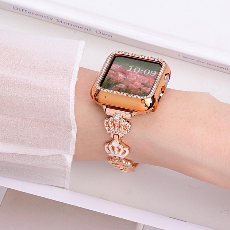 For Apple Watch 38 / 40 / 41 / S11 42mm xDfind Crown Chain Bracelet Diamond Metal Watch Band