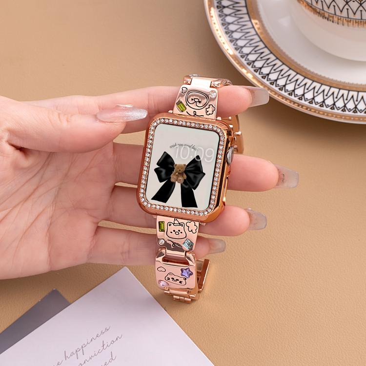 For Apple Watch 38 / 40 / 41 / S11 42mm xDfind Happy Zoo Bracelet Diamond Metal Watch Band