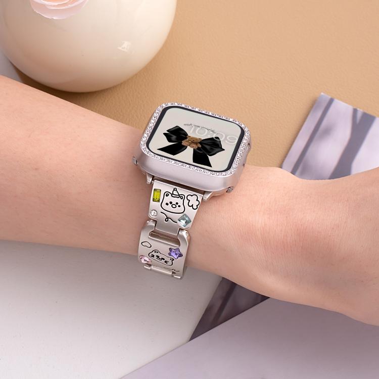 For Apple Watch 42 / 44 / 45 / 46 / 49mm xDfind Happy Zoo Bracelet Diamond Metal Watch Band