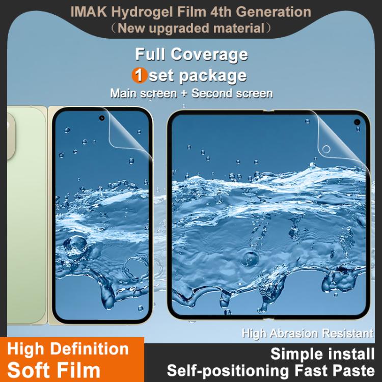 For Google Pixel 10 Pro Fold imak 4th Generation Screen Hydrogel Film Protector, Main Screen + Second Screen 1 Set
