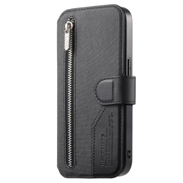 For vivo S30 Twill Fabric MagSafe RFID Anti-theft Zipper Wallet Leather Phone Case