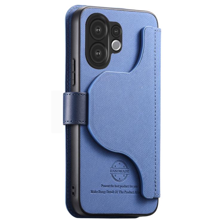For vivo V60 5G Twill Fabric MagSafe RFID Anti-theft Zipper Wallet Leather Phone Case
