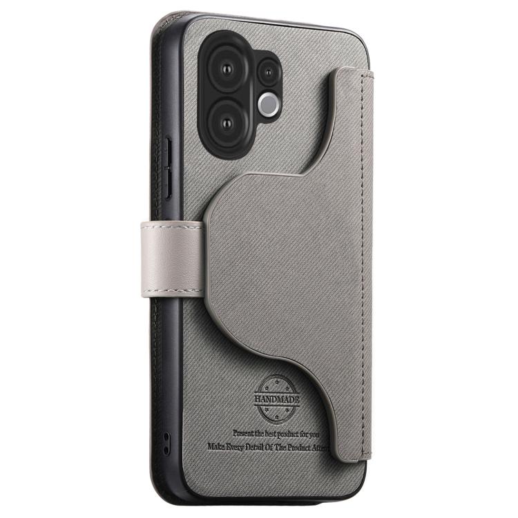 For vivo V60 5G Twill Fabric MagSafe RFID Anti-theft Zipper Wallet Leather Phone Case
