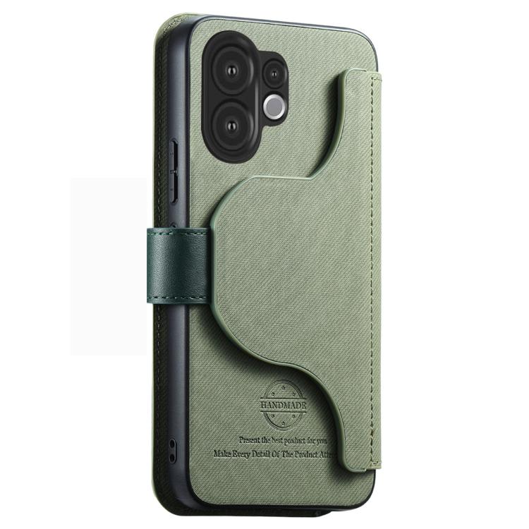 For vivo V60 5G Twill Fabric MagSafe RFID Anti-theft Zipper Wallet Leather Phone Case