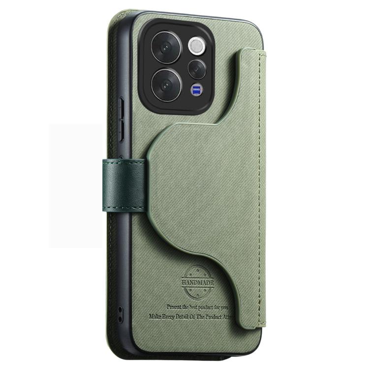 For vivo V70 5G / V70 Lite / S50 Twill Fabric MagSafe RFID Anti-theft Zipper Wallet Leather Phone Case