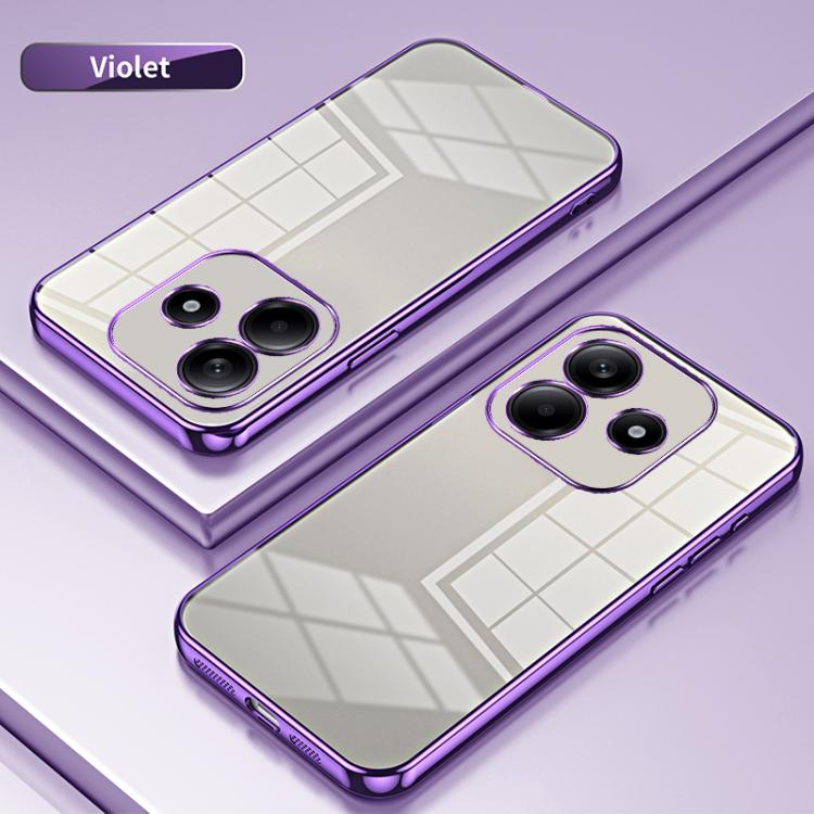 For Redmi Note 14 4G 163.25mm Transparent Plating Fine Hole Phone Case