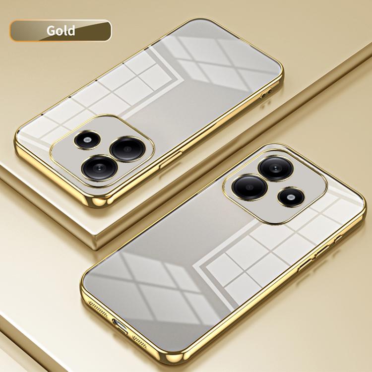 For Redmi Note 14 4G 163.25mm Transparent Plating Fine Hole Phone Case