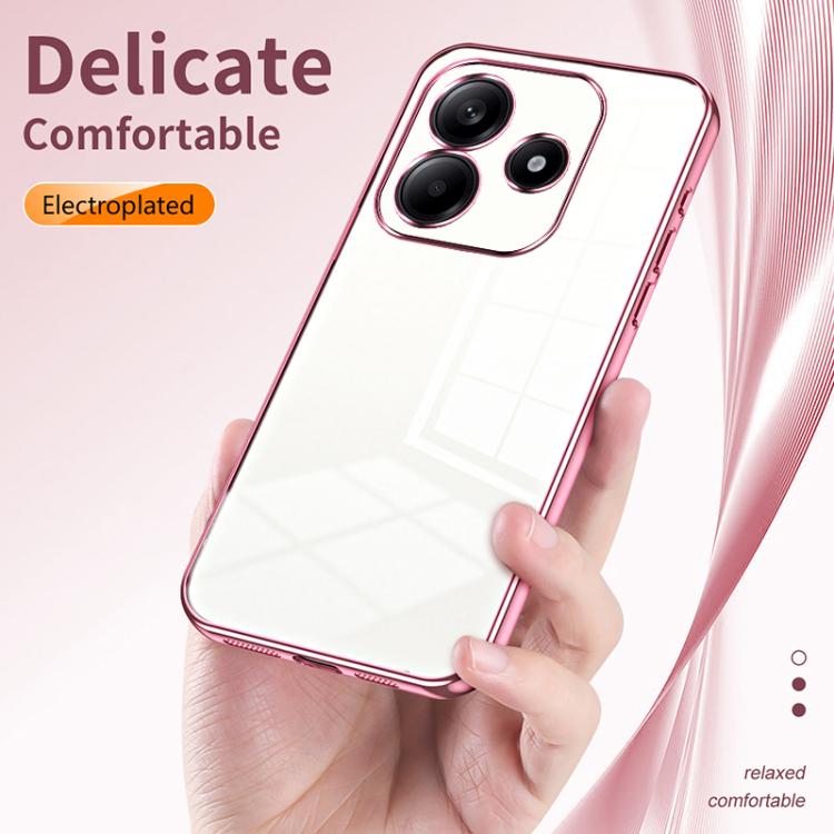 For Redmi Note 14 4G 163.25mm Transparent Plating Fine Hole Phone Case
