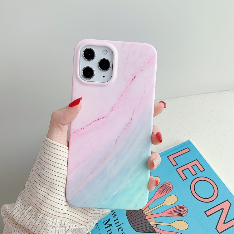 For iPhone 11 Pro Gradient Marble Pattern TPU Protective Case (Pink Green)