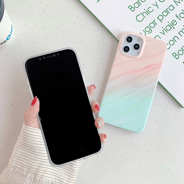 For iPhone 11 Pro Gradient Marble Pattern TPU Protective Case (Pink Green)
