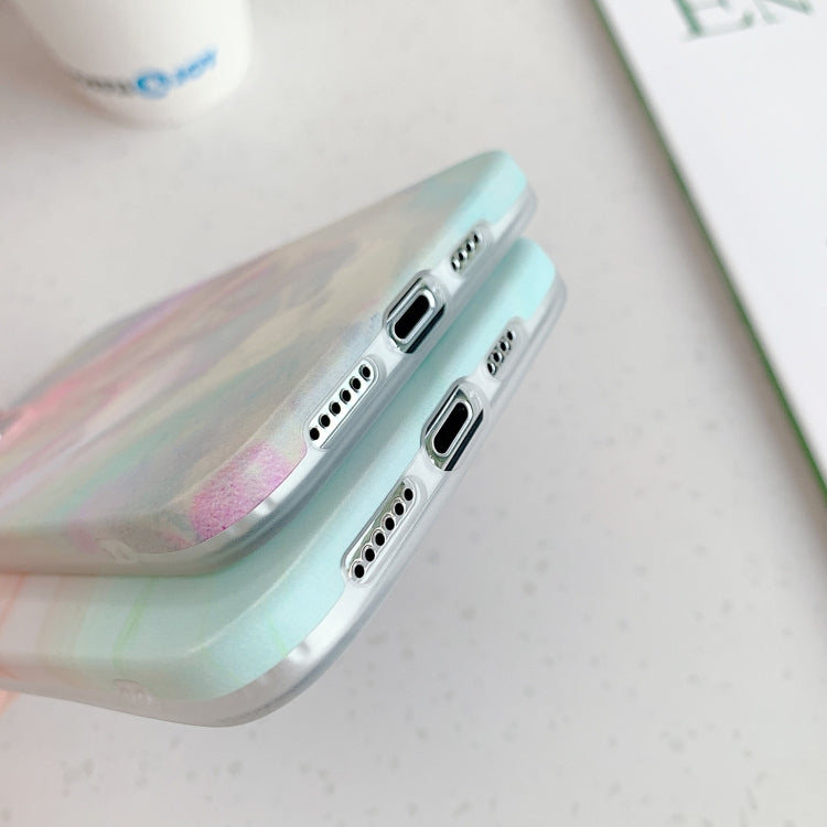 For iPhone 11 Pro Gradient Marble Pattern TPU Protective Case (Pink Green)