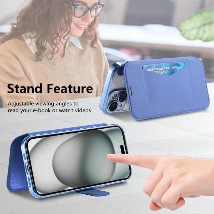 For iPhone 17 Pro Splitable Electroplated MagSafe RFID Anti-theft Leather Phone Case with Lens Film
