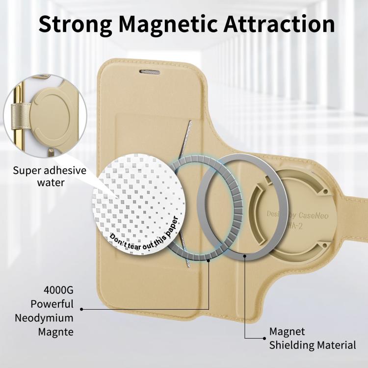 For iPhone 17 Pro Splitable Electroplated MagSafe RFID Anti-theft Leather Phone Case with Lens Film