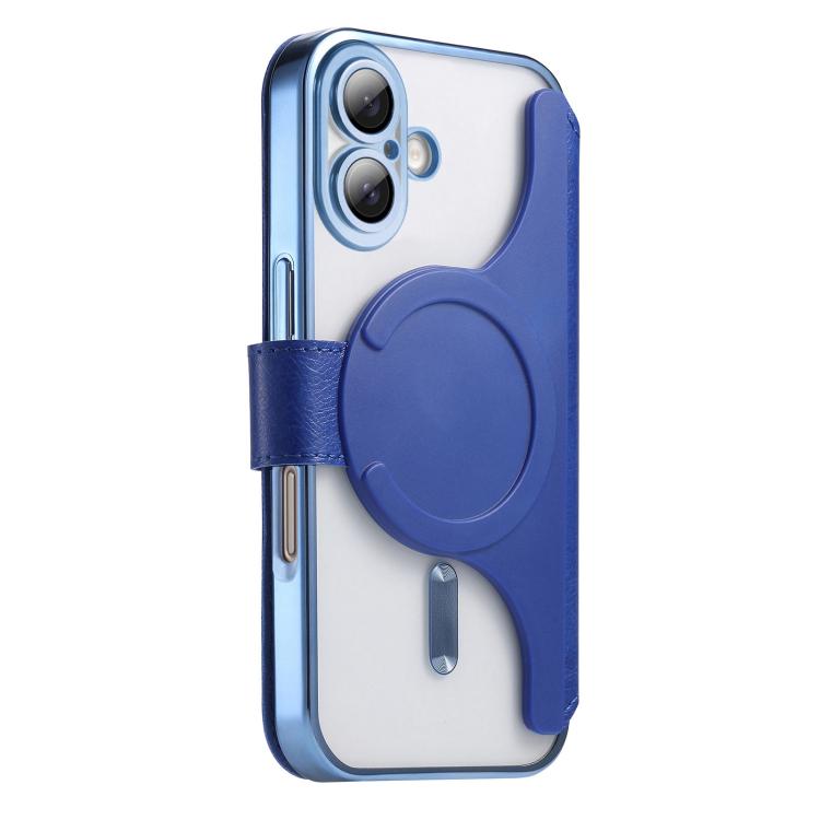 For iPhone 17 Splitable Electroplated MagSafe RFID Anti-theft Leather Phone Case with Lens Film