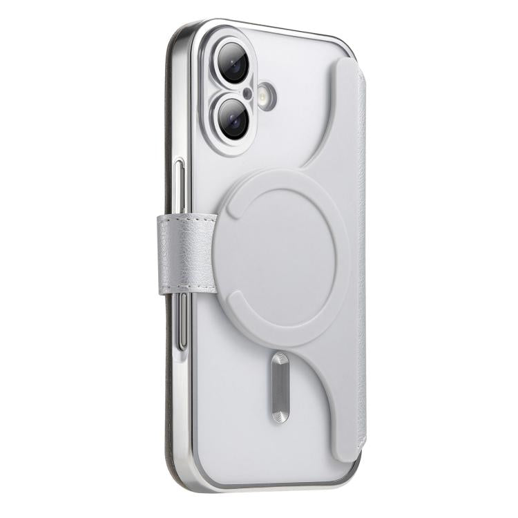 For iPhone 17 Splitable Electroplated MagSafe RFID Anti-theft Leather Phone Case with Lens Film