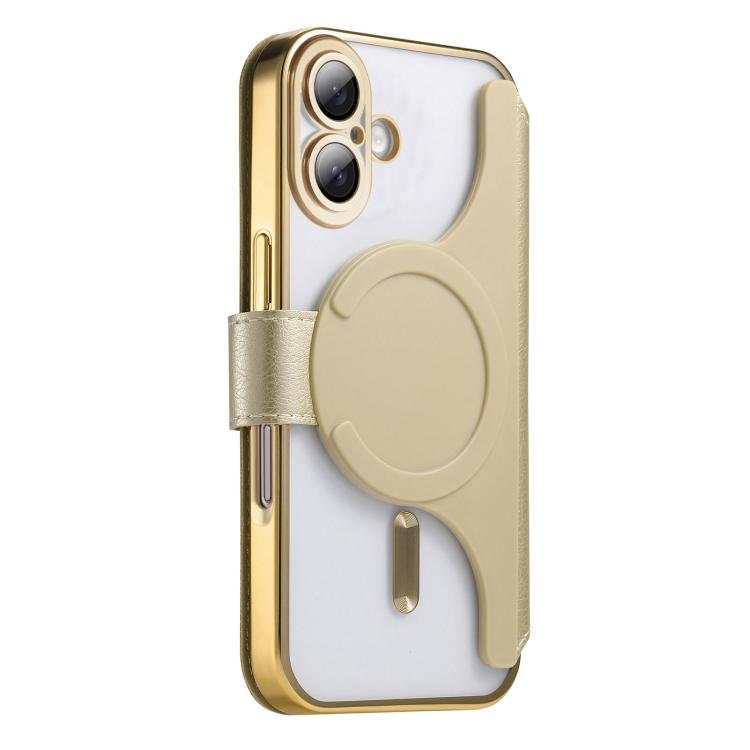 For iPhone 17 Splitable Electroplated MagSafe RFID Anti-theft Leather Phone Case with Lens Film