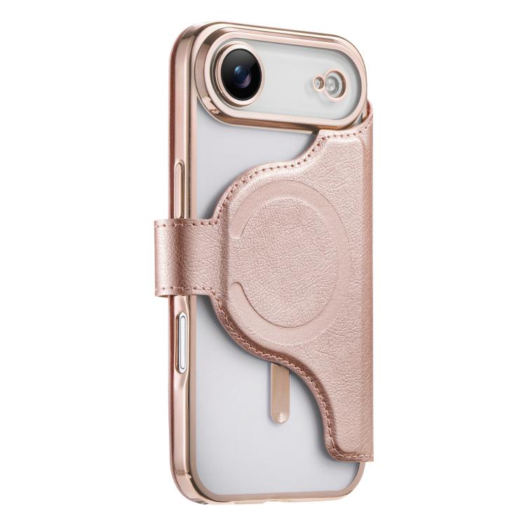 For iPhone Air Splitable Electroplated MagSafe RFID Anti-theft Leather Phone Case with Lens Film