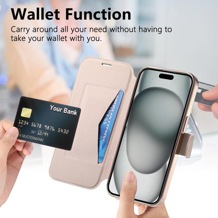 For iPhone Air Splitable Electroplated MagSafe RFID Anti-theft Leather Phone Case with Lens Film