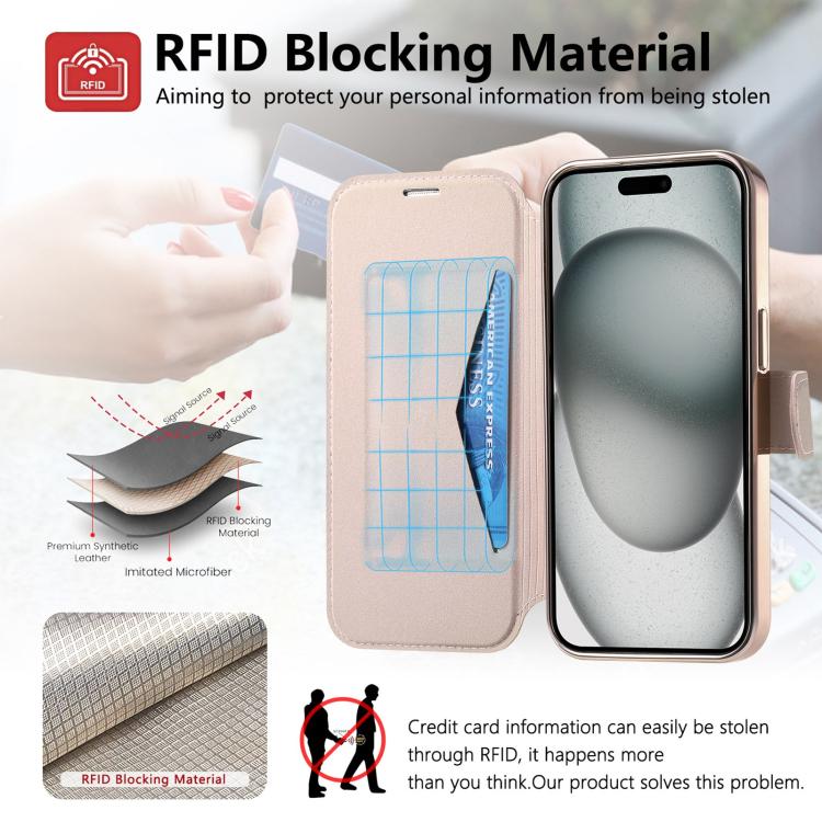 For iPhone Air Splitable Electroplated MagSafe RFID Anti-theft Leather Phone Case with Lens Film