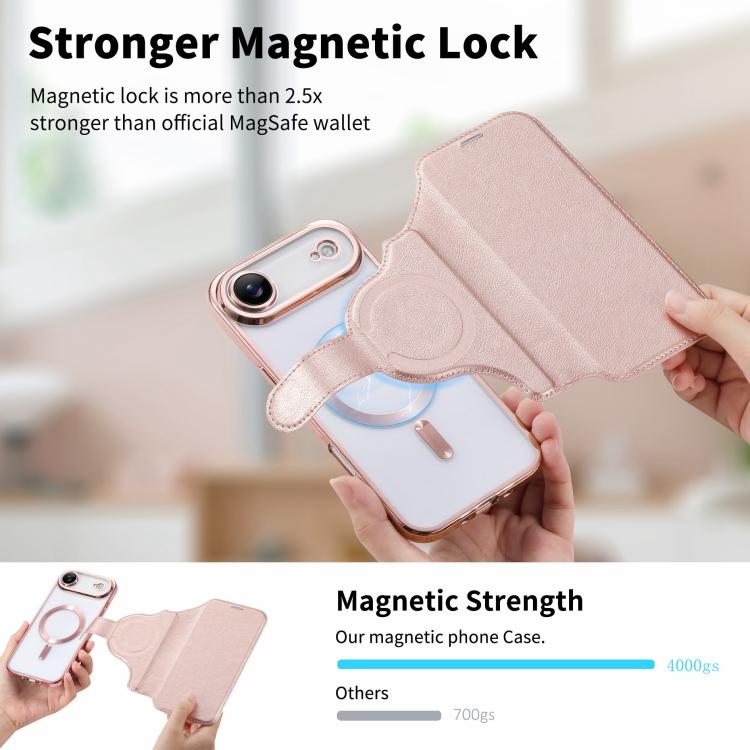 For iPhone Air Splitable Electroplated MagSafe RFID Anti-theft Leather Phone Case with Lens Film