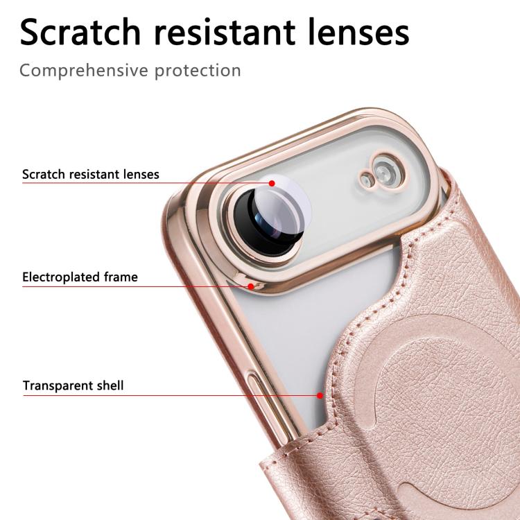 For iPhone Air Splitable Electroplated MagSafe RFID Anti-theft Leather Phone Case with Lens Film