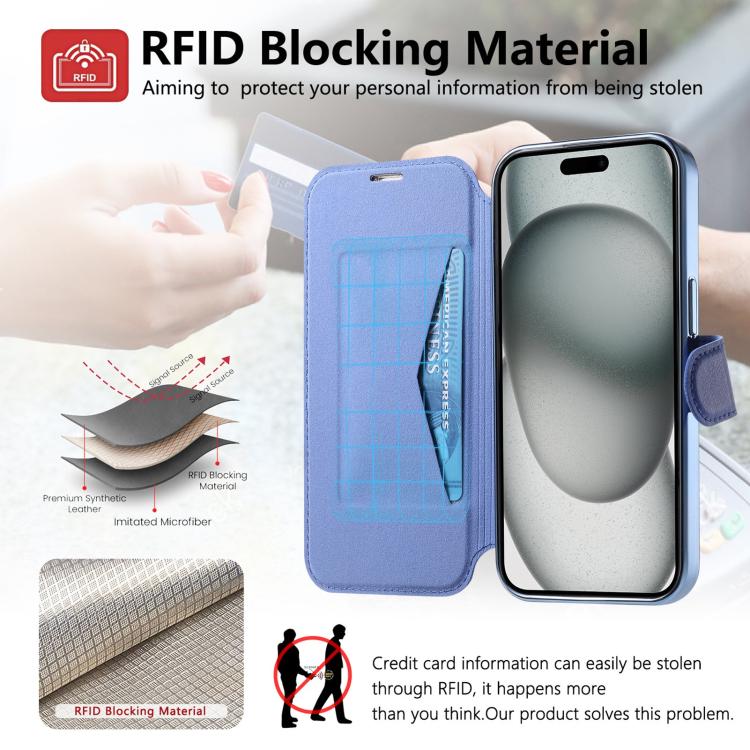 For iPhone Air Splitable Electroplated MagSafe RFID Anti-theft Leather Phone Case with Lens Film