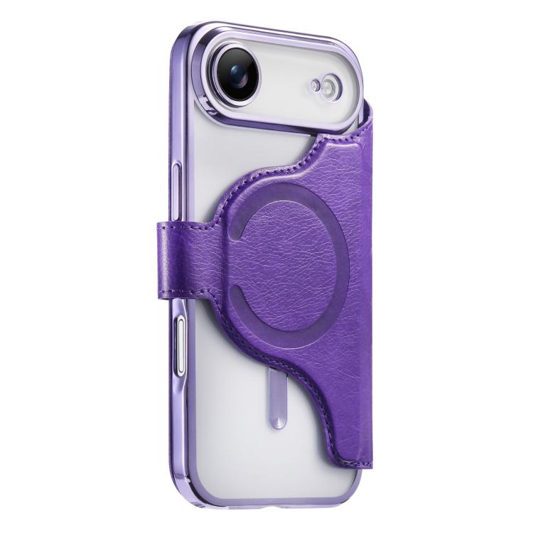 For iPhone Air Splitable Electroplated MagSafe RFID Anti-theft Leather Phone Case with Lens Film