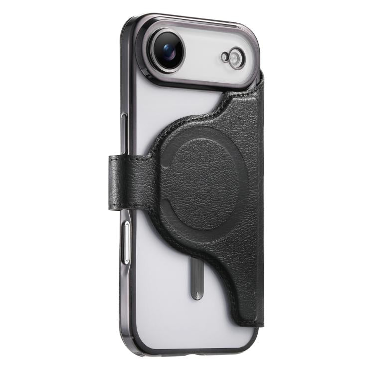 For iPhone Air Splitable Electroplated MagSafe RFID Anti-theft Leather Phone Case with Lens Film