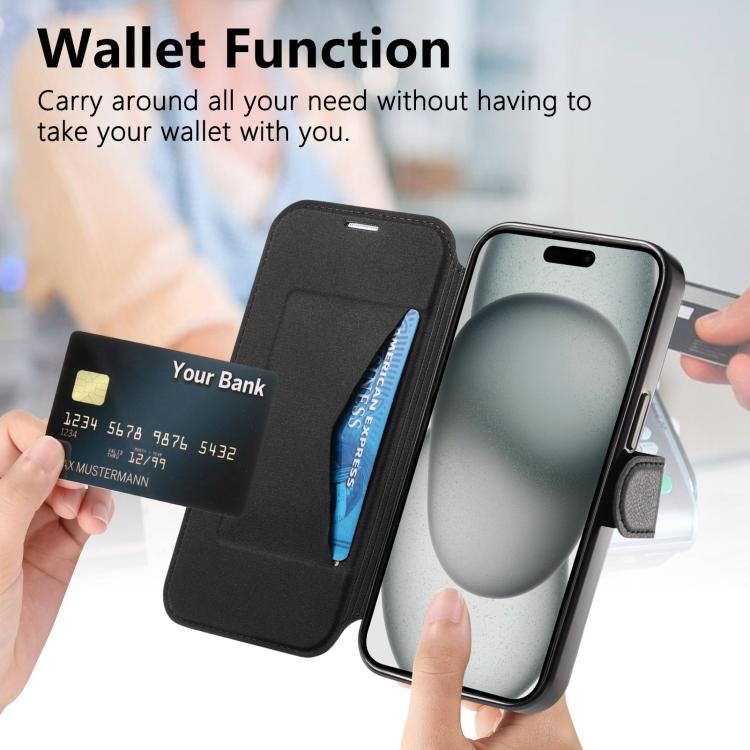 For iPhone Air Splitable Electroplated MagSafe RFID Anti-theft Leather Phone Case with Lens Film