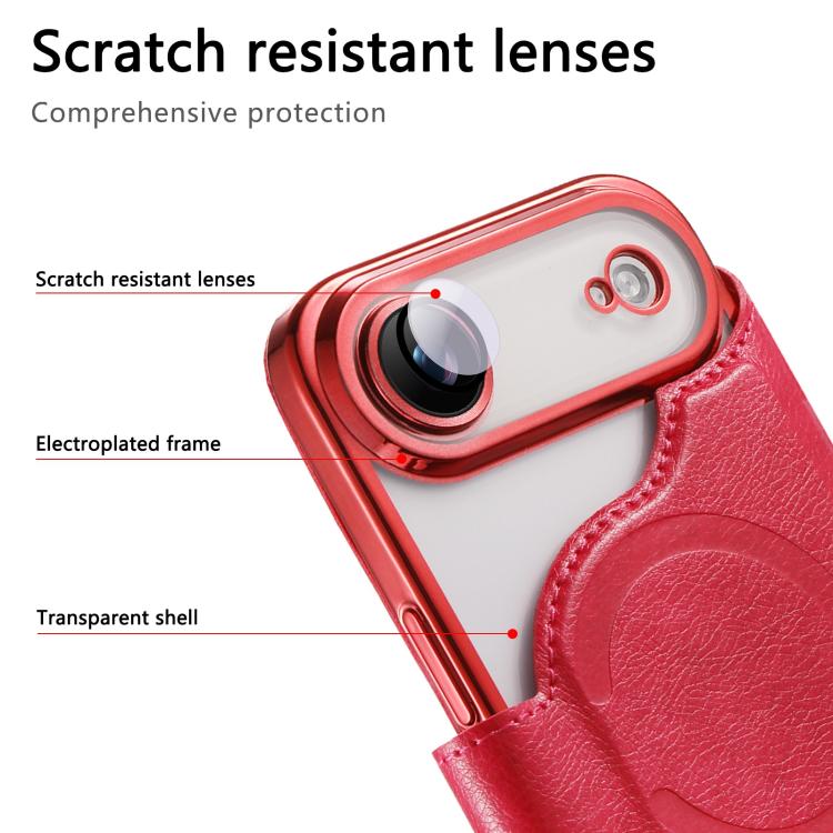 For iPhone Air Splitable Electroplated MagSafe RFID Anti-theft Leather Phone Case with Lens Film
