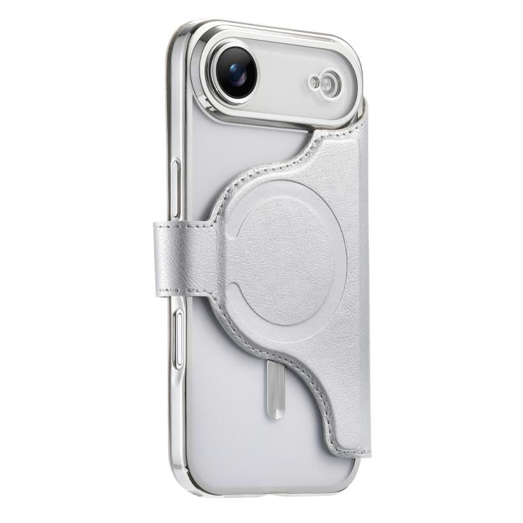 For iPhone Air Splitable Electroplated MagSafe RFID Anti-theft Leather Phone Case with Lens Film