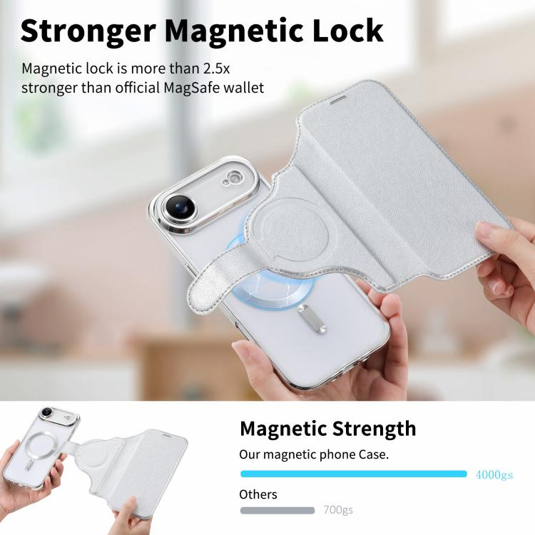 For iPhone Air Splitable Electroplated MagSafe RFID Anti-theft Leather Phone Case with Lens Film