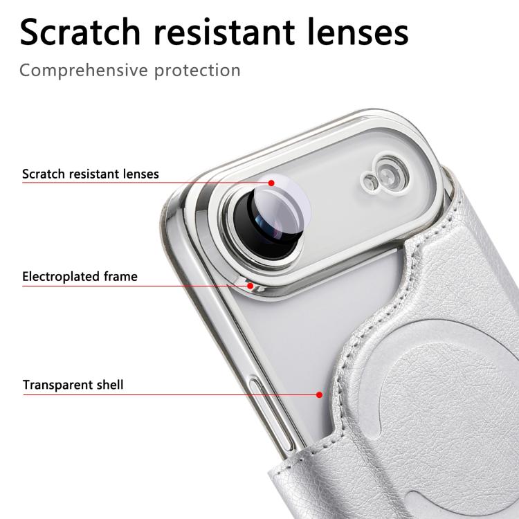 For iPhone Air Splitable Electroplated MagSafe RFID Anti-theft Leather Phone Case with Lens Film