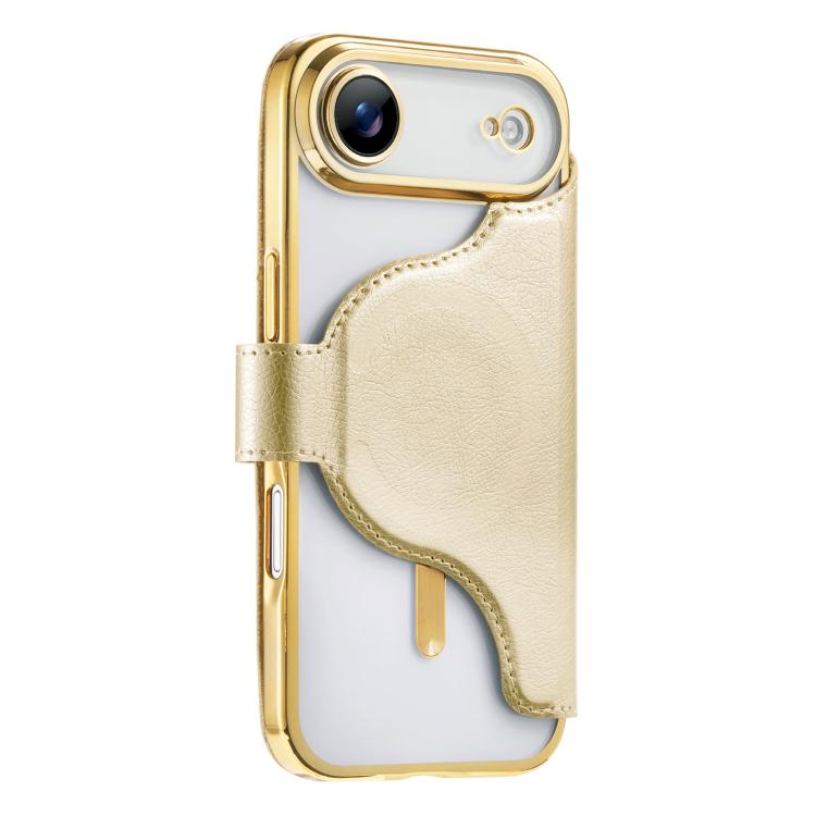 For iPhone Air Splitable Electroplated MagSafe RFID Anti-theft Leather Phone Case with Lens Film