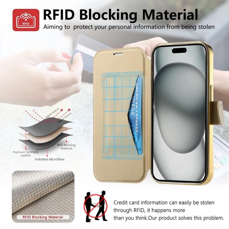 For iPhone Air Splitable Electroplated MagSafe RFID Anti-theft Leather Phone Case with Lens Film