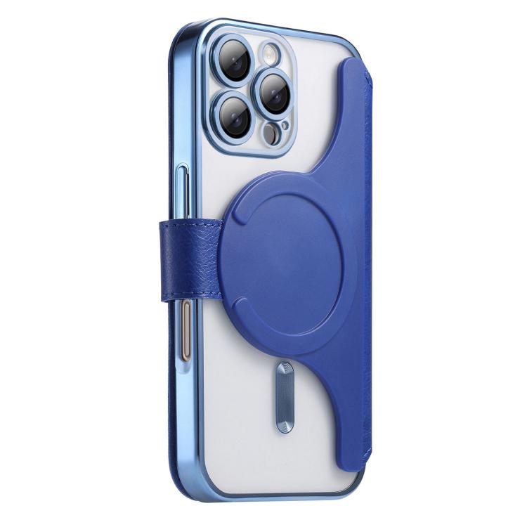 For iPhone 16 Pro Max Splitable Electroplated MagSafe RFID Anti-theft Leather Phone Case with Lens Film