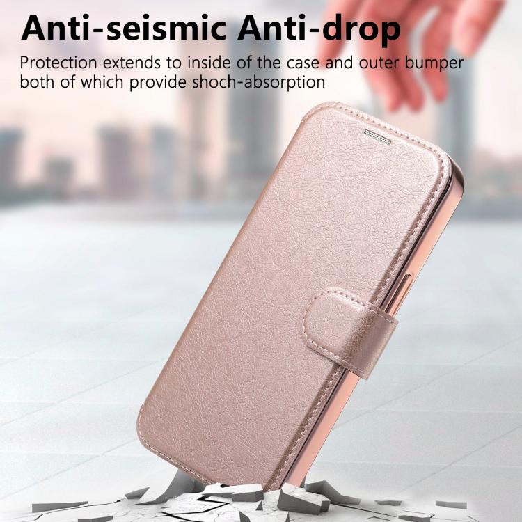 For iPhone 16 Pro Splitable Electroplated MagSafe RFID Anti-theft Leather Phone Case with Lens Film