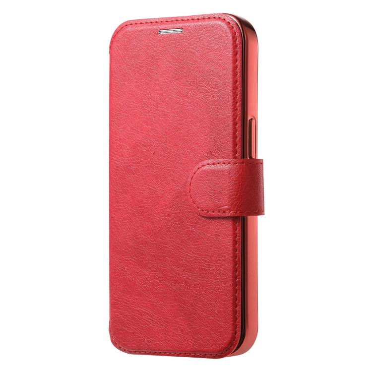 For iPhone 16 Splitable Electroplated MagSafe RFID Anti-theft Leather Phone Case with Lens Film