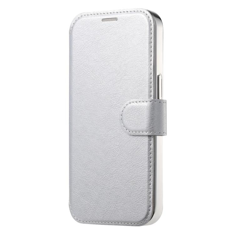 For iPhone 16 Splitable Electroplated MagSafe RFID Anti-theft Leather Phone Case with Lens Film