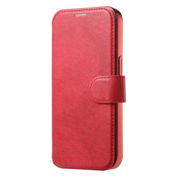 For iPhone 15 Pro Max Splitable Electroplated MagSafe RFID Anti-theft Leather Phone Case with Lens Film