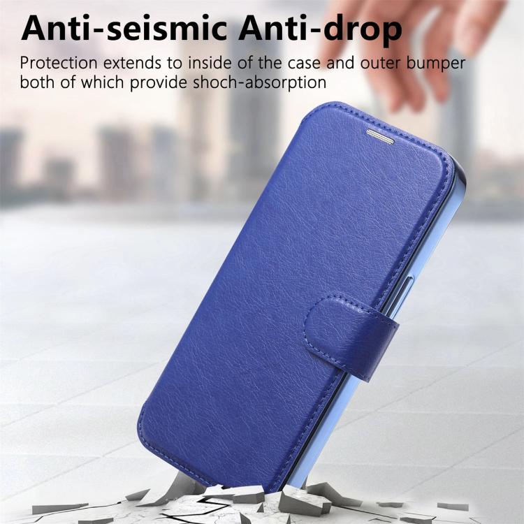 For iPhone 14 Plus Splitable Electroplated MagSafe RFID Anti-theft Leather Phone Case with Lens Film