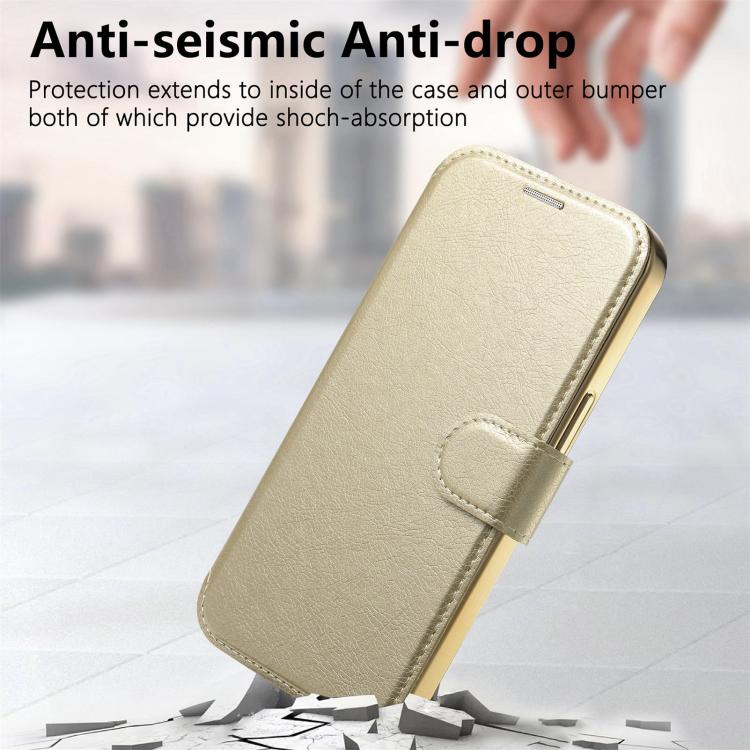 For iPhone 14 Splitable Electroplated MagSafe RFID Anti-theft Leather Phone Case with Lens Film